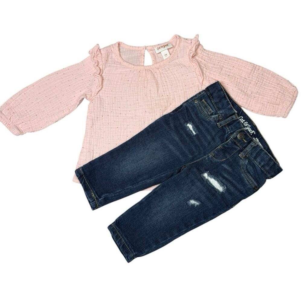 Cat & Jack Matching Outfit Girls Jeans Pink 12 Months
